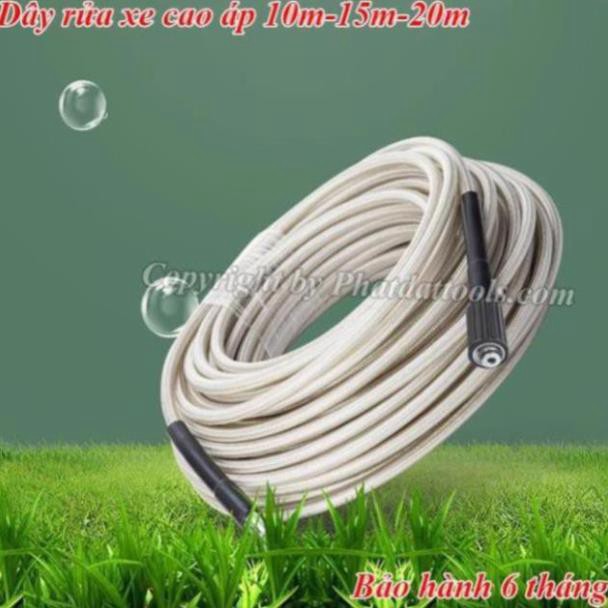 Cuôn dây rửa xe cao áp 10m-15m-20m cho máy rửa xe- 2 đầu ren to 22mm, Phụ kiện máy rửa xe xách tay