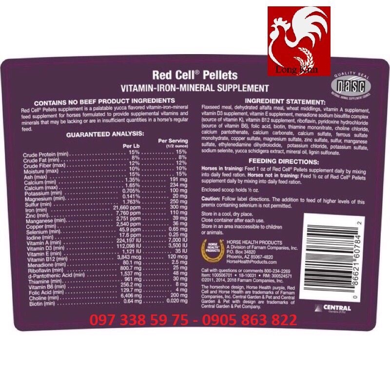 RED CELL IRON RICH 100ML - THỨC ĂN GIÀU VITAMIN KHOÁNG CHẤT CHO CHIẾN KÊ