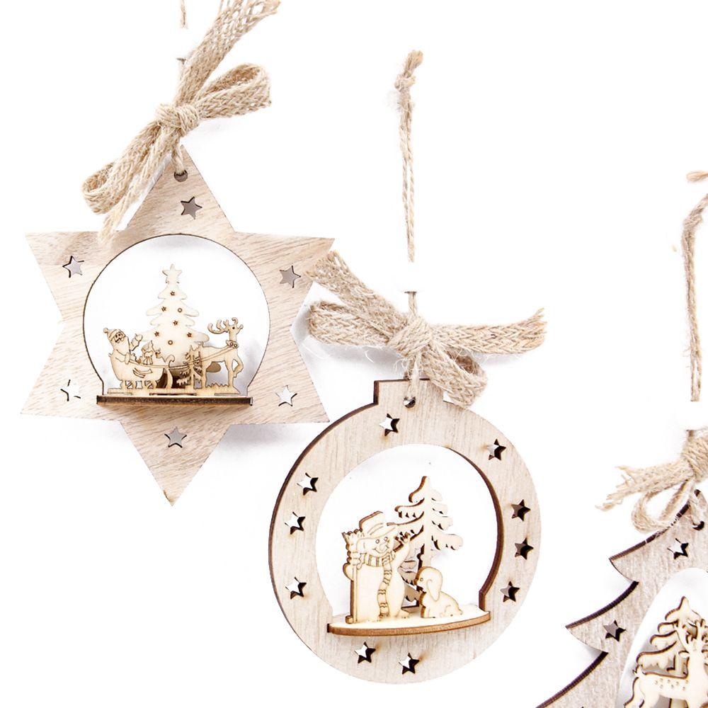 Phụ Kiện Treo Trang Trí Giáng Sinh Bằng Gỗ DIY Mới