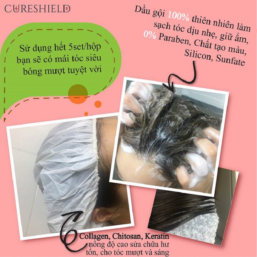 Ủ tóc siêu tốc Amazing hair shield 5 gói phục hồi hư tổn, phủ bóng sau 10 phút, tặng mũ ủ tóc giá 11k | BigBuy360 - bigbuy360.vn