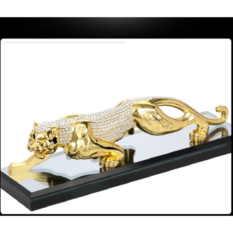 Lọ đựng nước hoa trang trí xe hơi đính đá hình con báo 19.5x5.5x5.5cm,,,