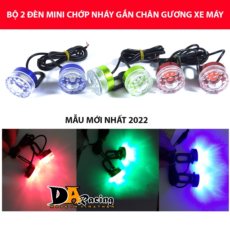 BỘ 2 ĐÈN MINI CHỚP NHÁY GẮN CHÂN GƯƠNG XE MÁY SIÊU ĐẸP ĐỦ MÀU