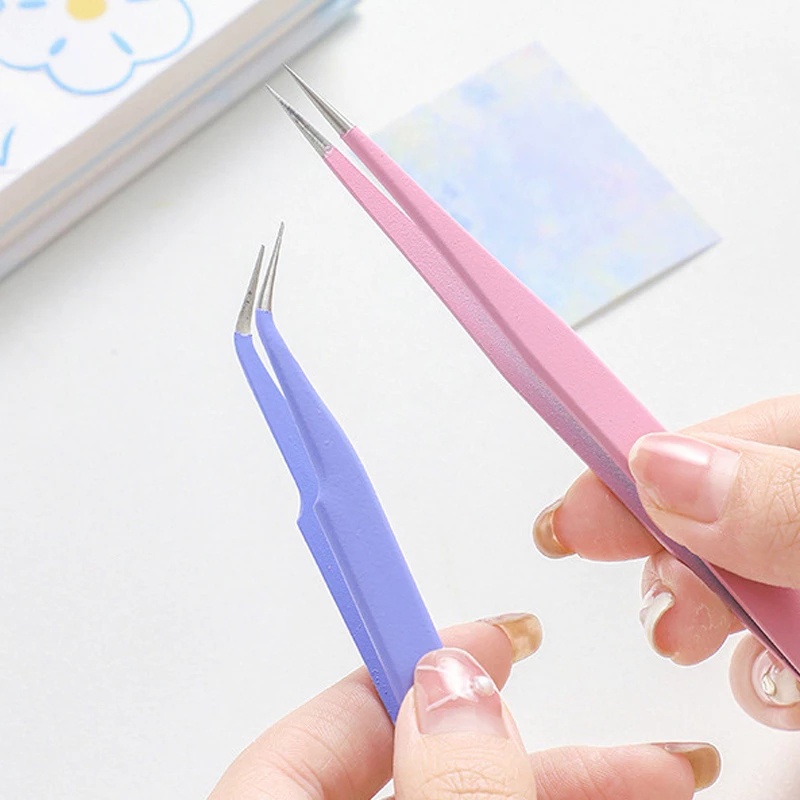 1 Set Nhíp/Kẹp/Kẹp Hỗ Trợ Làm Móng/Nấu Chân Mày DIY Bằng Thép Không Gỉ Màu Sắc Macaron