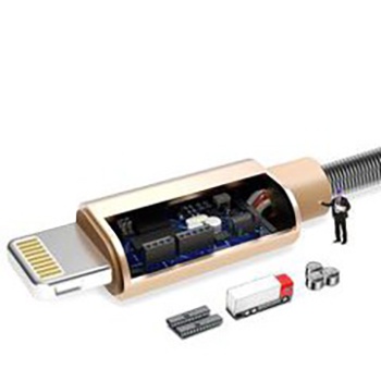 Cáp Bọc Sợi Có 2 Đầu Lò Xo Chống Đứt Gãy Earldom EC - 046 dài 1M tích hợp đủ cho các chân Lightning, Micro, Type- C