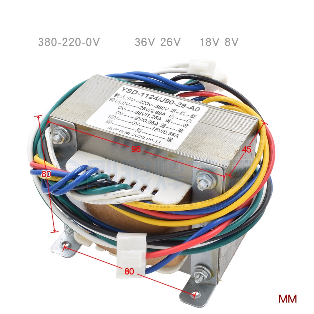 Biến Áp Nguồn Vào 0V 220V 380V Ra 0V-36V 18V-0V-18V 0V-8V 0V-26V