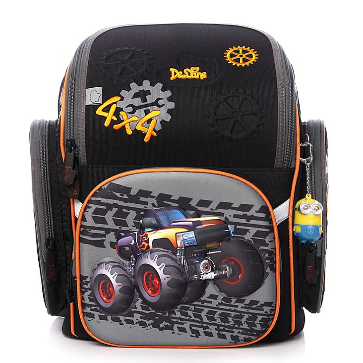 Balo chống gù lưng Delune Nga hình mẫu siêu xe 3d cực nhẹ, chống thấm nước cho bé cấp 1