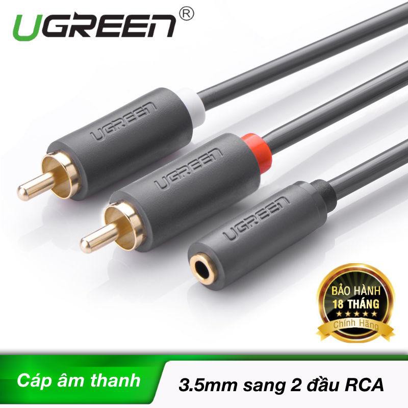 Cáp âm thanh 3.5mm Âm sang 2 đầu bông sen Ugreen 10561 10549 Chính hãng AV102