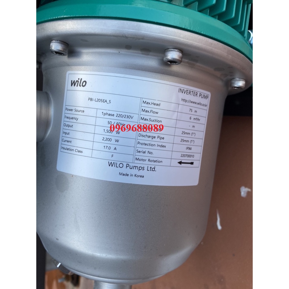 Máy bơm tăng áp biến tần Wilo PBI - L205EA-S 1.5kw