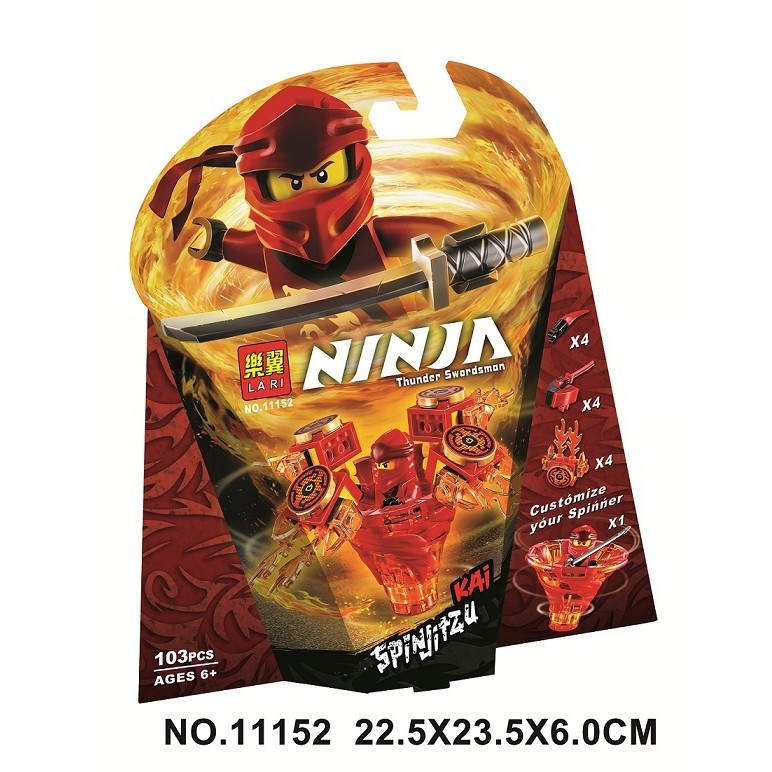 Đồ chơi lắp ráp xếp hình non lego Ninjago con quay lốc xoáy ninja đỏ Kai season phần 10 legacy Lari Bela 11152