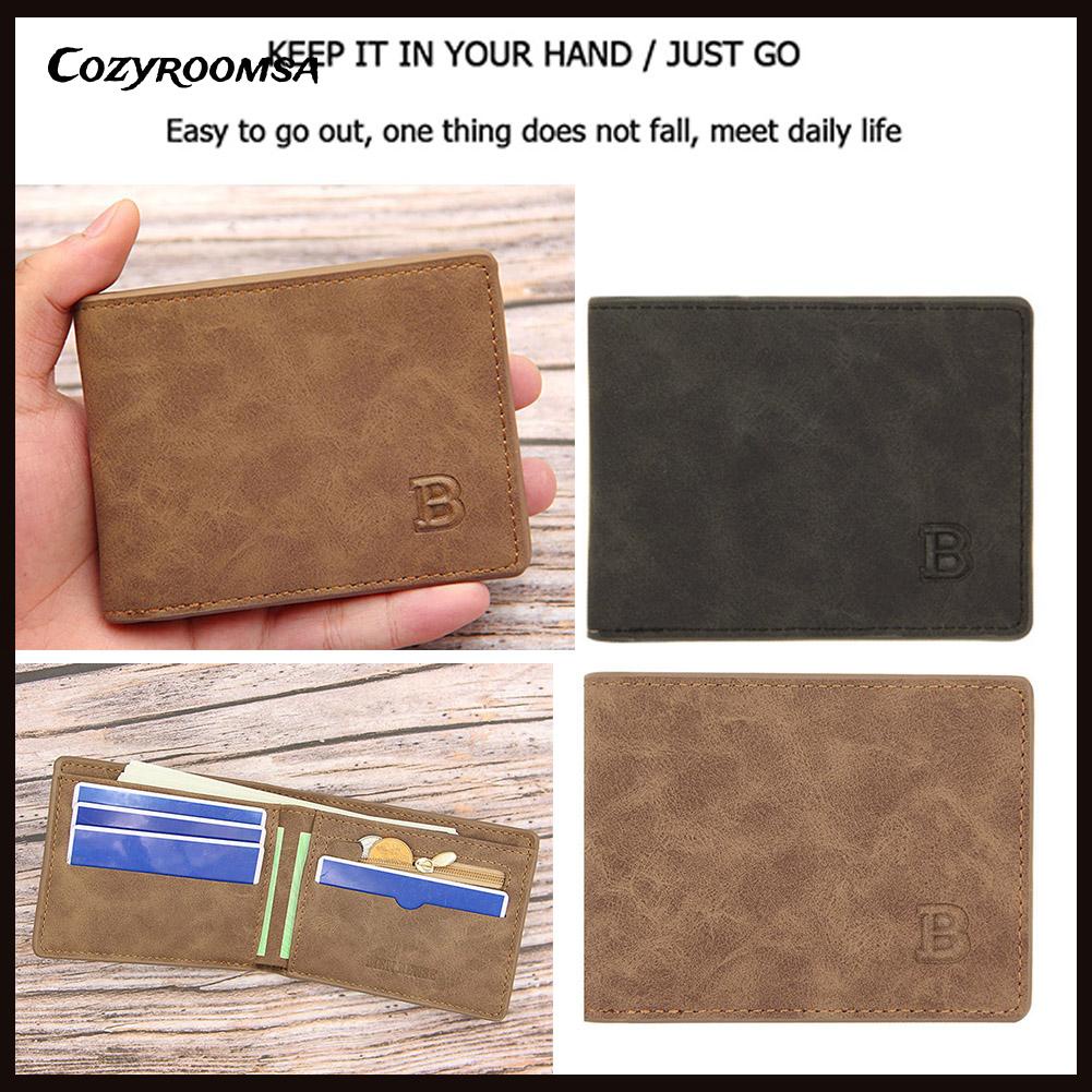 Ví nam mini mỏng nhẹ kèm ngăn đựng thẻ &amp; khóa kéo &amp; giá đỡ