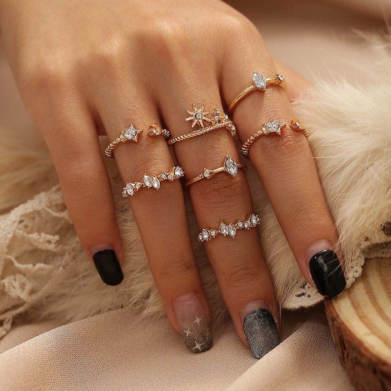 Set nhẫn nữ DODDER màu bạc/ vàng kim nhiều kiểu dáng phong cách cổ điển thời trang