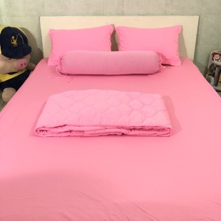 Bộ drap thun hồng trơn . bộ ga thun 1m2/1m4/1m6/1m8