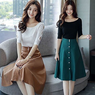 Chân Váy Selyna Phối Nút Thời Trang