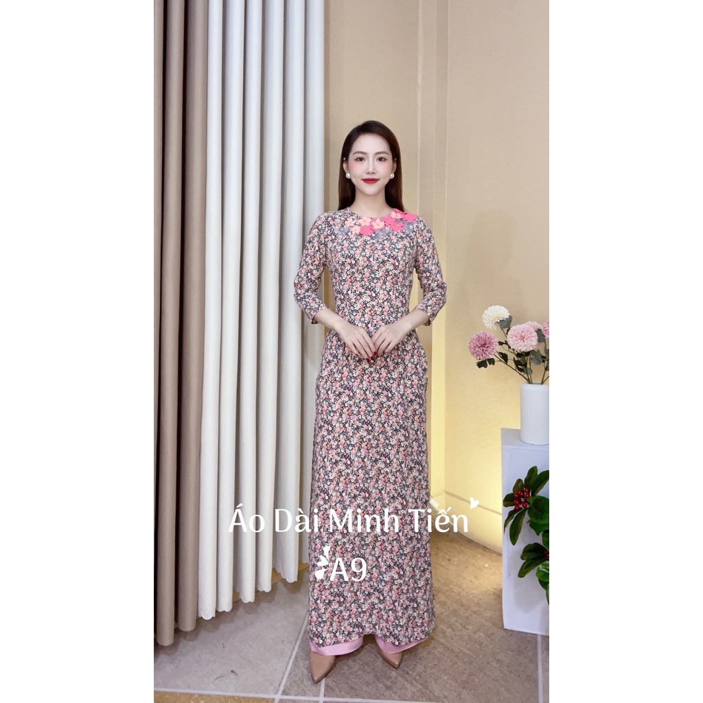 Áo Dài Hoa Nhí Chất Lụa Hàn Châu - Mã A9