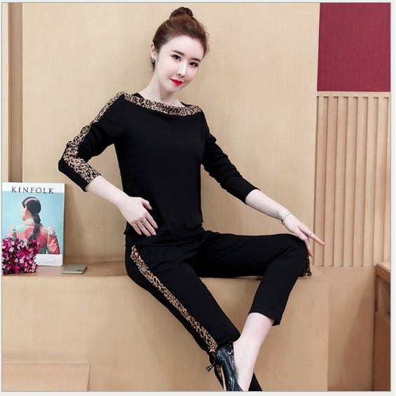 Set Bộ Thun Cotton Dài cổ Thuyền Viền Họa Tiết Bao