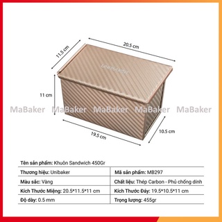 Khuôn làm bánh mì sandwich 450gr UniBaker cao cấp, siêu chống dính, bền đẹp - MaBaker