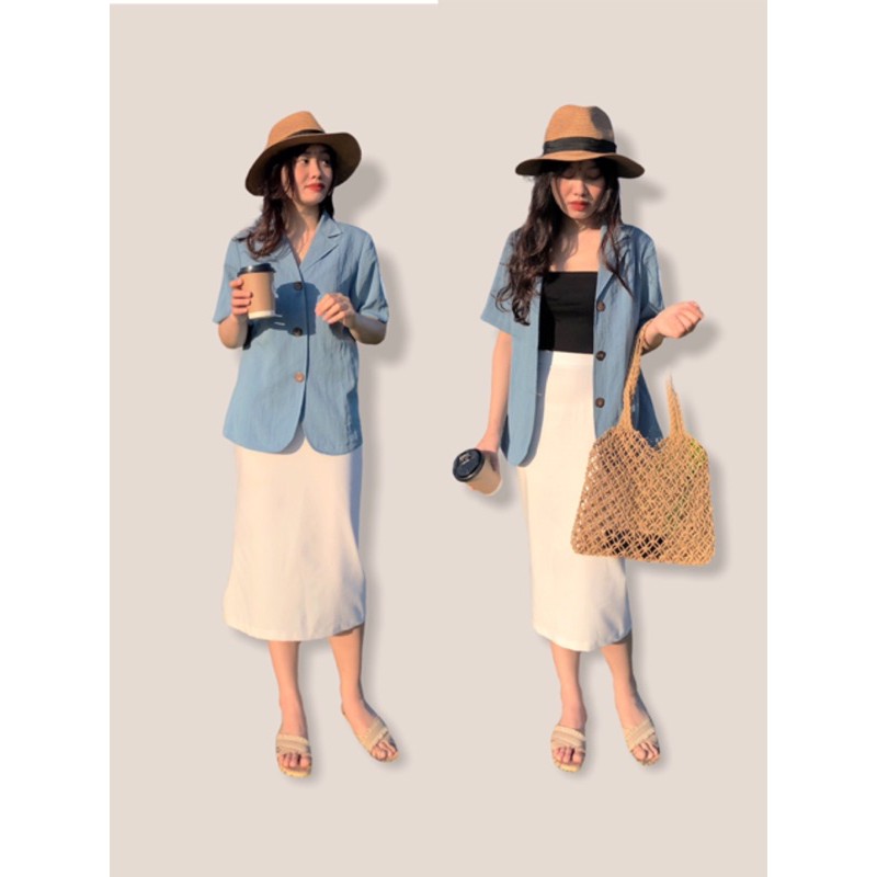 Áo khoác blazer ngắn tay đủ màu mang được 2 kiểu (nhận may theo số đo) | BigBuy360 - bigbuy360.vn