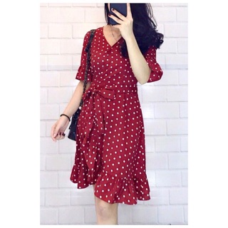 🌿🌿Váy chấm bi vạt chân bèo
