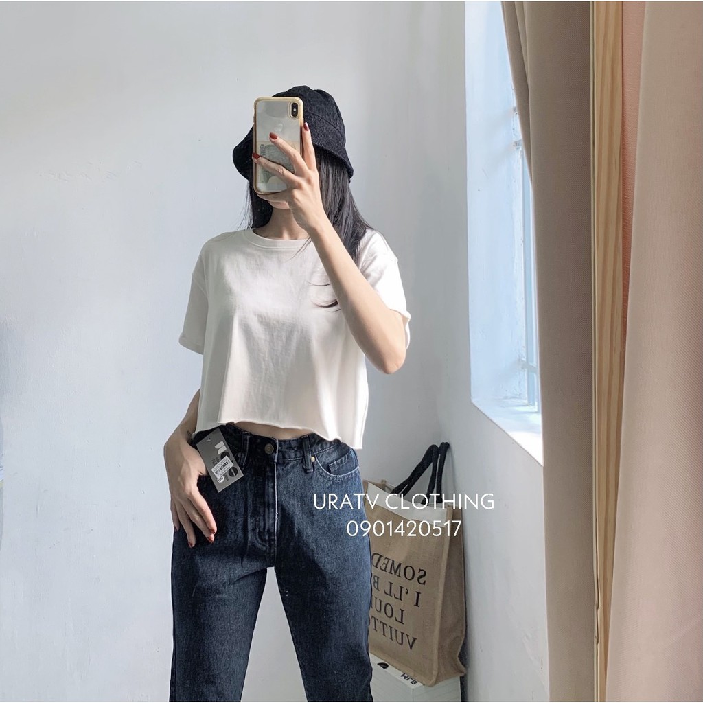 [FREESHIP] Áo croptop tay ngắn gấp line F21 155