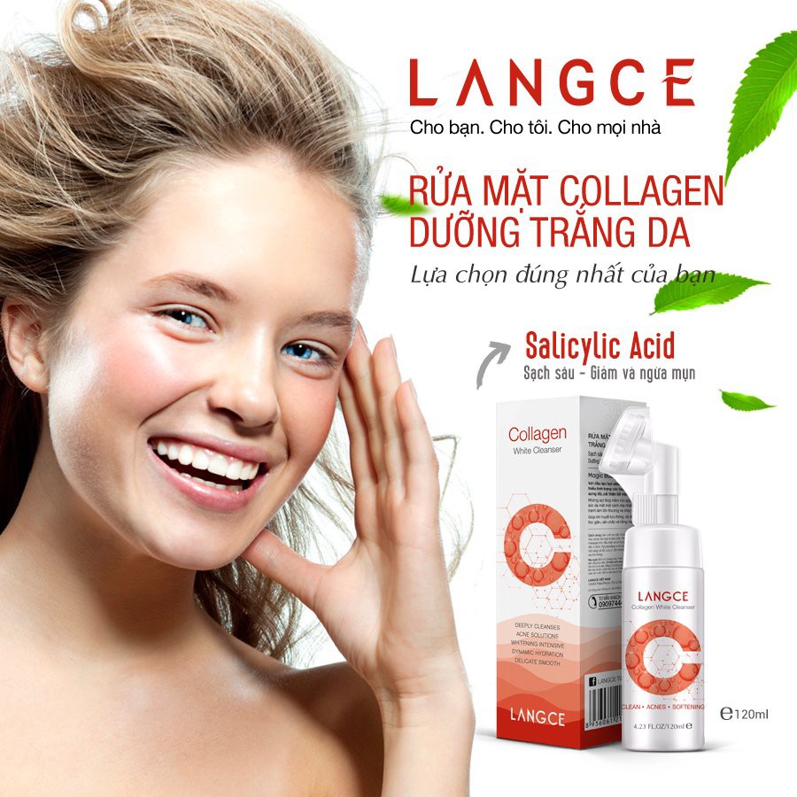 MÁY Rửa Mặt LANGCE Bằng Cọ Massage Trắng Da 120ml Hộp Đỏ TẶNG Tẩy Tế Bào Chết Da Mặt Trà Xanh 100ml LANGCE