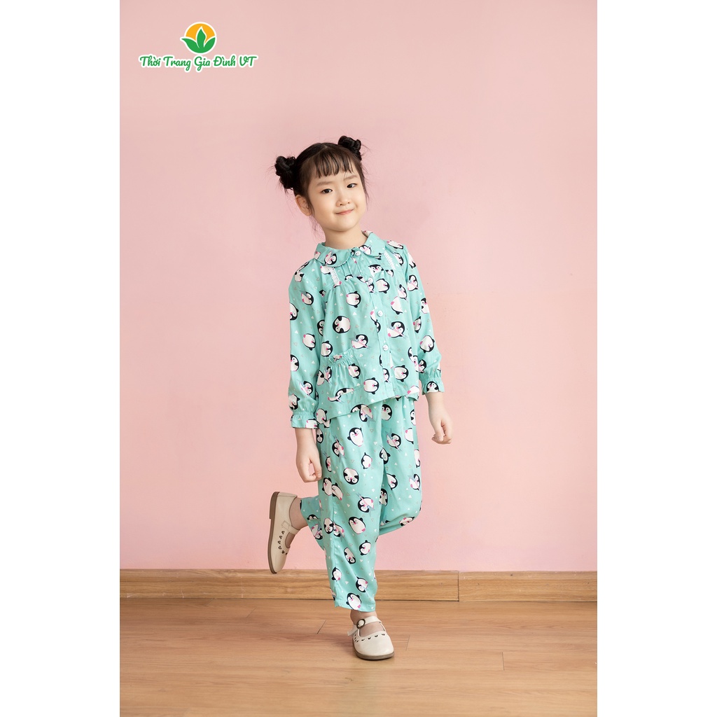 Bộ đồ pijama lanh quần dài, áo dài bé gái B70.2106 - Thời Trang Gia Đình VT