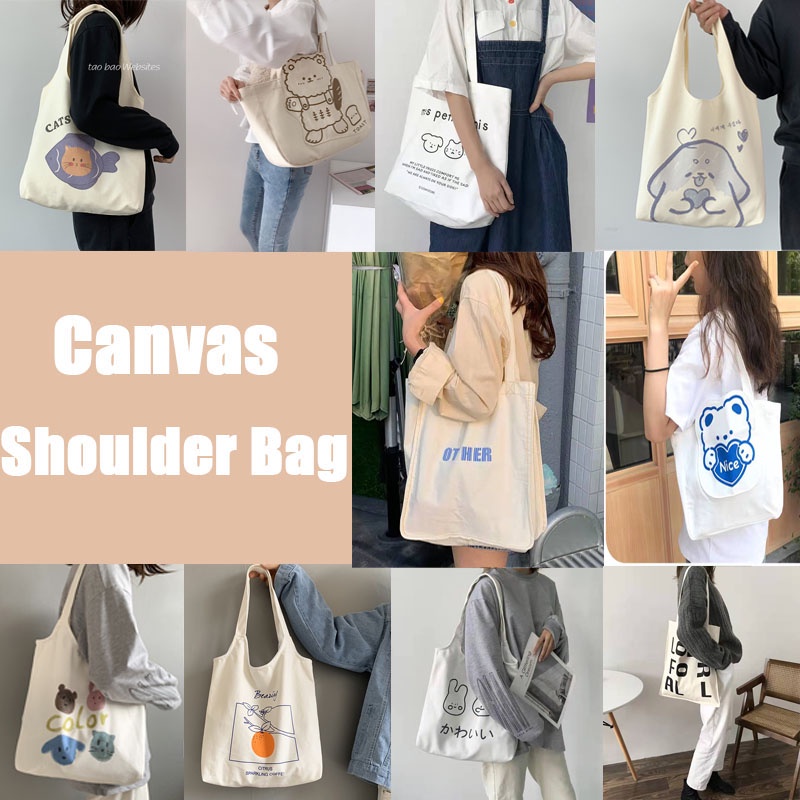 Túi Xách canvas Đa Năng Sức Chứa Lớn Phong Cách Hàn Quốc Cho Nữ zx