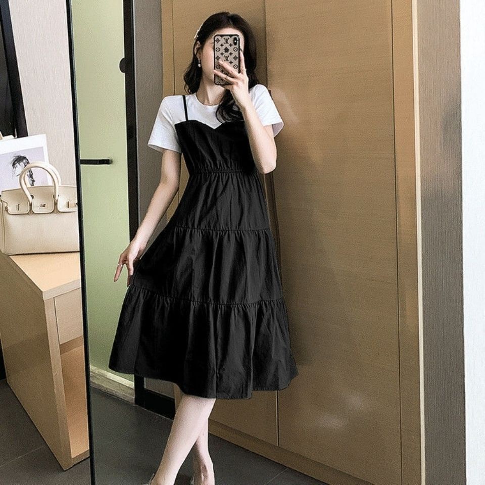 Đầm Dài Giả Hai Mảnh Tay Ngắn Dáng Ôm Thời Trang Mùa Hè Cho Nữ