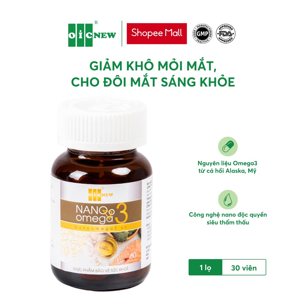 Viên uống bổ mắt OICNew Nano Omega 3 bổ sung dầu cá, tăng cường thị lực, sáng mắt lọ 30 viên 560mg