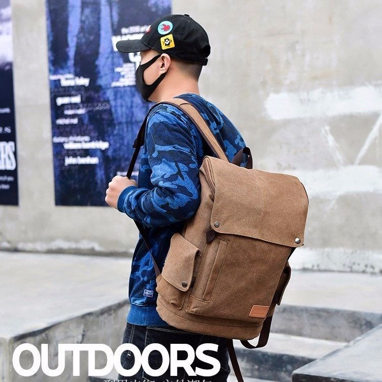 Hàng Mới Về Mới Ba Lô Vải Canvas Dày Sức Chứa Lớn 50cm Chống Mài Mòn Đơn Giản Hợp Thời Trang Cho Nam