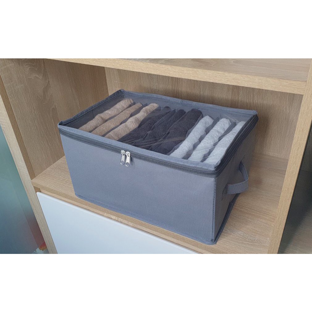 Hộp Vải Đựng Đồ Có Nắp Mặt Kính Chống Bụi Bẩn. Hộp Để Quần Áo, Khăn Tắm Chia Nhiều Ngăn Tiện Ích HD STORE