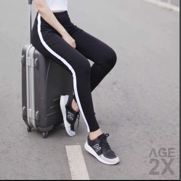 Quần Legging Nữ Borip Đen 1 Sọc Trắng  Hàng VNXK Chính Hãng AGE2X.