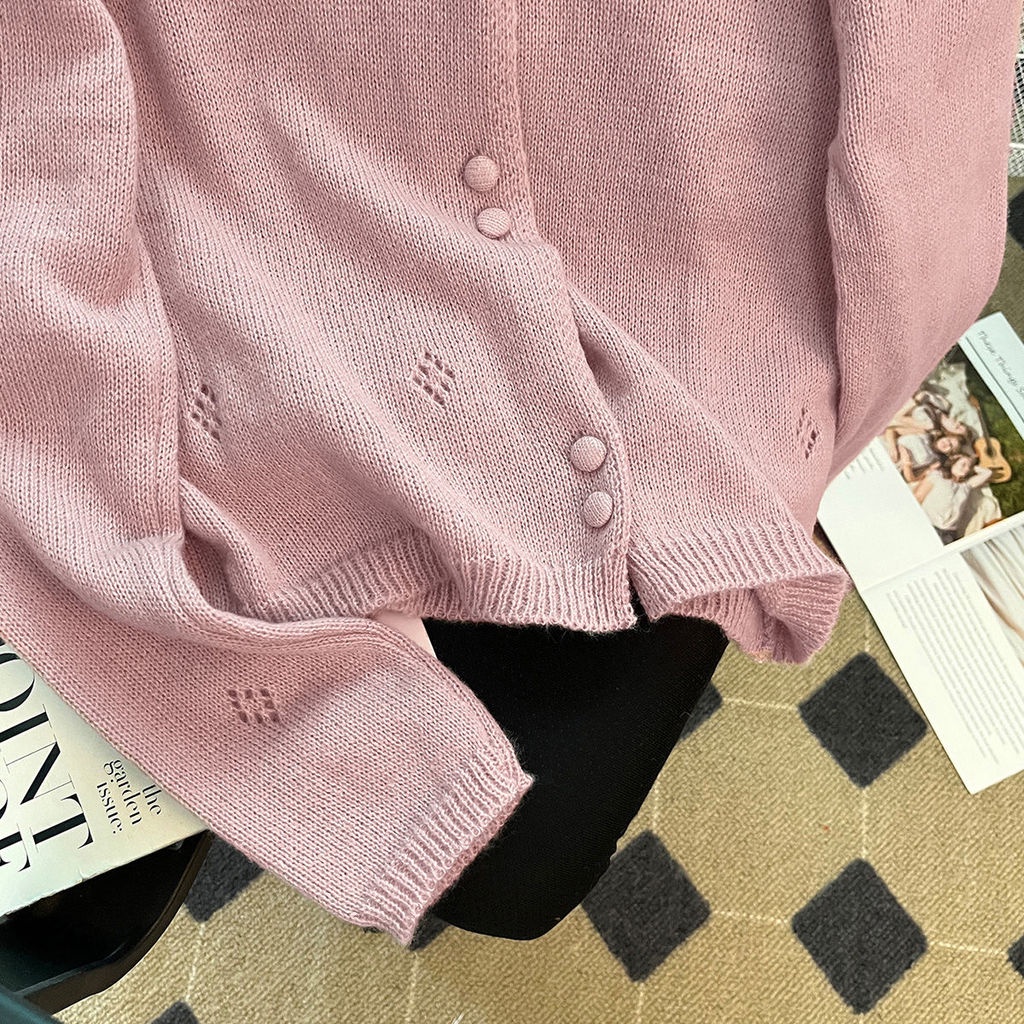 Áo Khoác cardigan Dệt Kim Mỏng Sáp Mềm Mại Dáng Ngắn Tay Dài Thời Trang Mùa Thu Cho Nữ