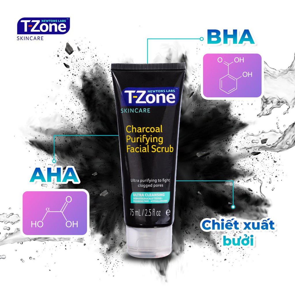 Kem Tẩy Tế Bào Chết Tinh Chất Than Hoạt Tính T-Zone 75ml