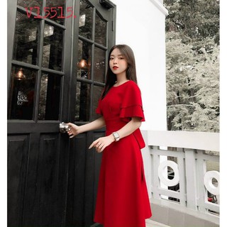 ĐẦM ĐỎ TAY XOÈ NƠ LƯNG 💋