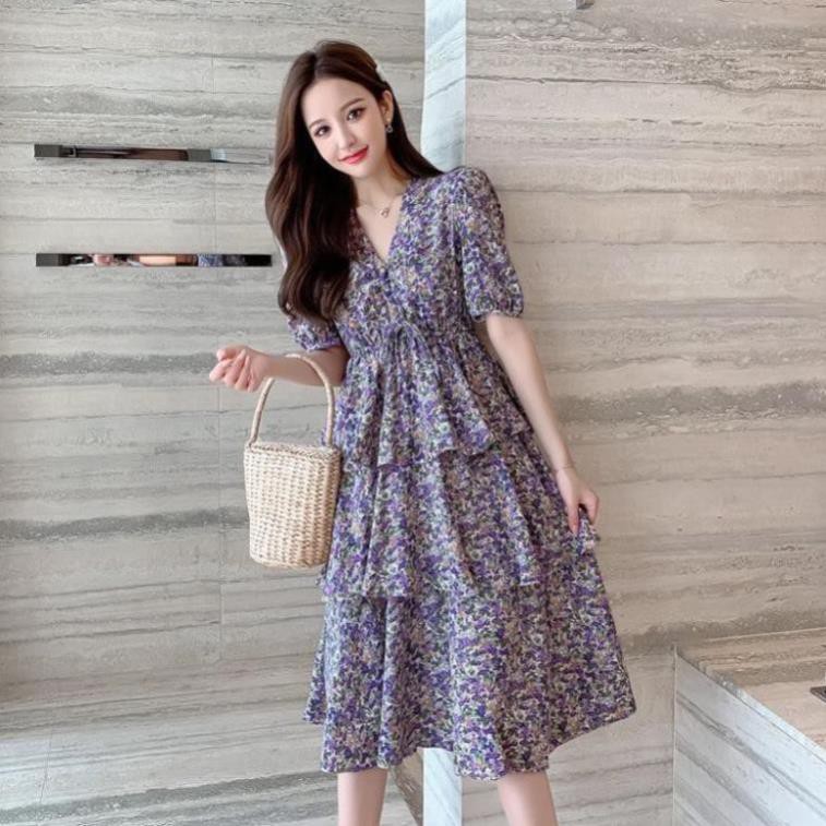 váy Xếp Tầng Tay Lỡ Hoa Nhí Tiểu Thư