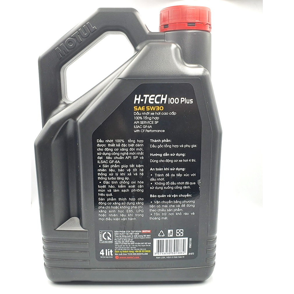 Dầu nhớt xe ô tô Motul H-Tech 100 Plus 5W30 4L