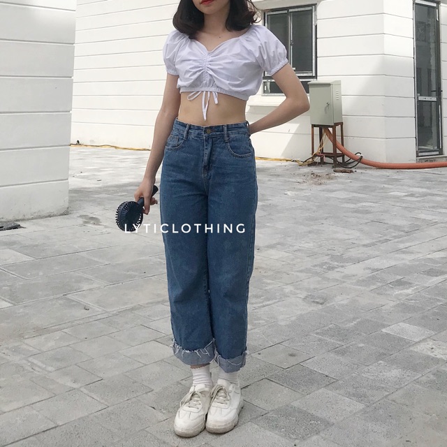 Quần jeans gấu gập
