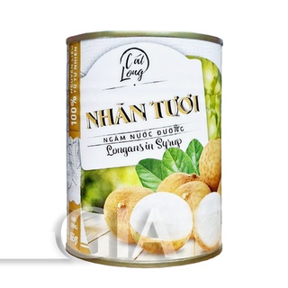 Nhãn ngâm nước đường Cát Long đóng lon 560g
