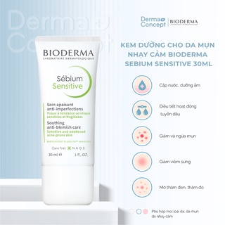 Kem dưỡng giảm mụn viêm nhạy cảm Bioderma Sebium Sensitive 30 ml [NHẬP KHẨU CHÍNH HÃNG 100%]