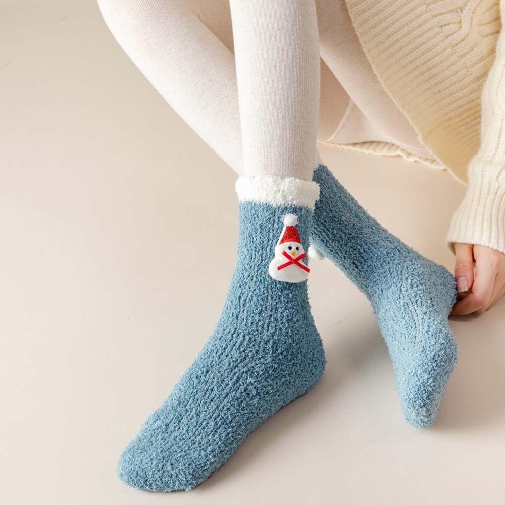 NICKOLAS Vớ Cổ Trung Thoáng Khí In Họa Tiết Giáng Sinh Dễ Thương Thời Trang