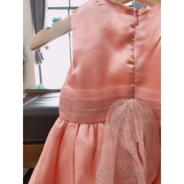 Váy bé gái ren mềm bồng hồng cam
