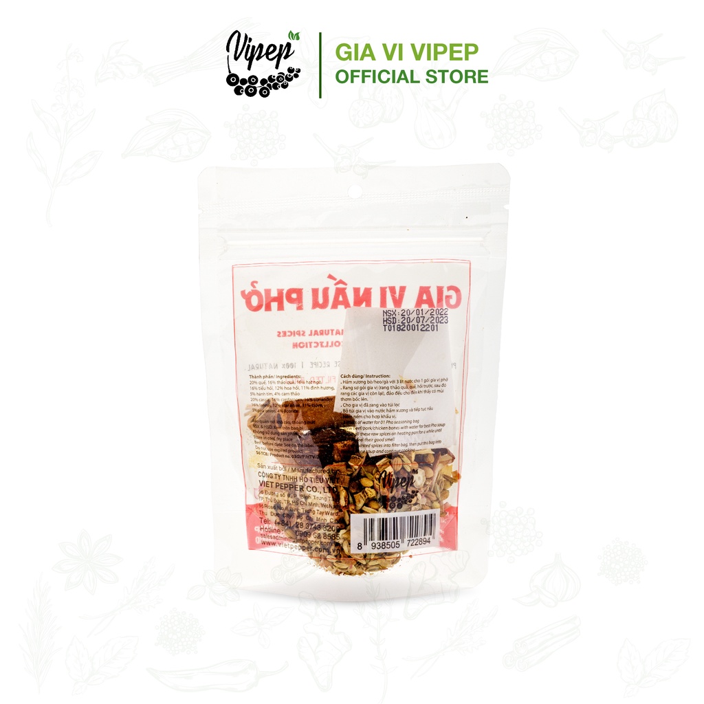 Gia Vị Nấu Phở Bò Tự Nhiên Vipep 25g