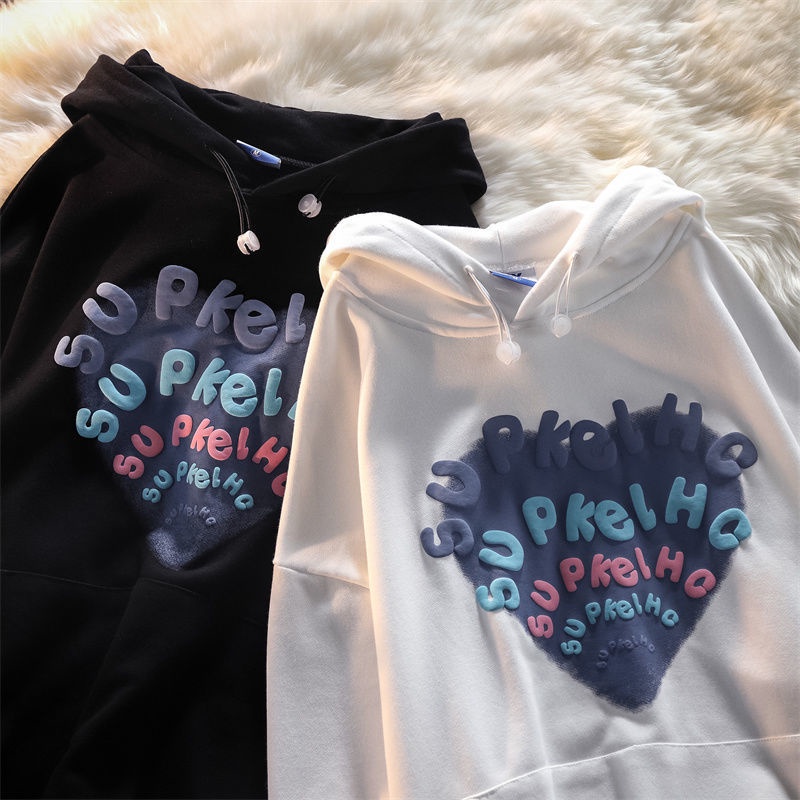 Áo hoodie in họa tiết chữ cái mẫu 2021 mới dễ phối đồ phong cách harajuku thời trang mùa thu cho nữ