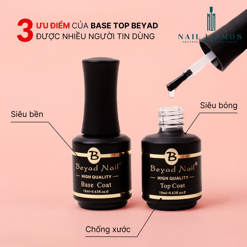 Base top Beyad chính hãng - sơn gel liên kết và top phủ rất bền và bóng 18ml