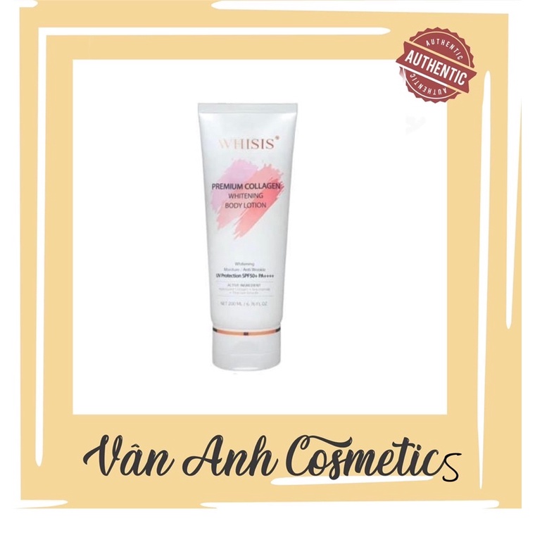 Kem dưỡng thể trắng da nâng tone chống nắng Whisis Premium Collagen Whitening Body Lotion Hàn Quốc 200ml
