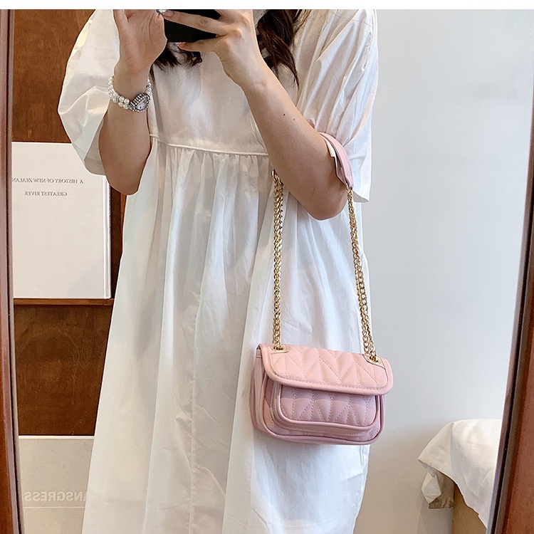 Túi đeo vai IELGY hình vuông cỡ nhỏ phối dây xích thời trang cho nữ