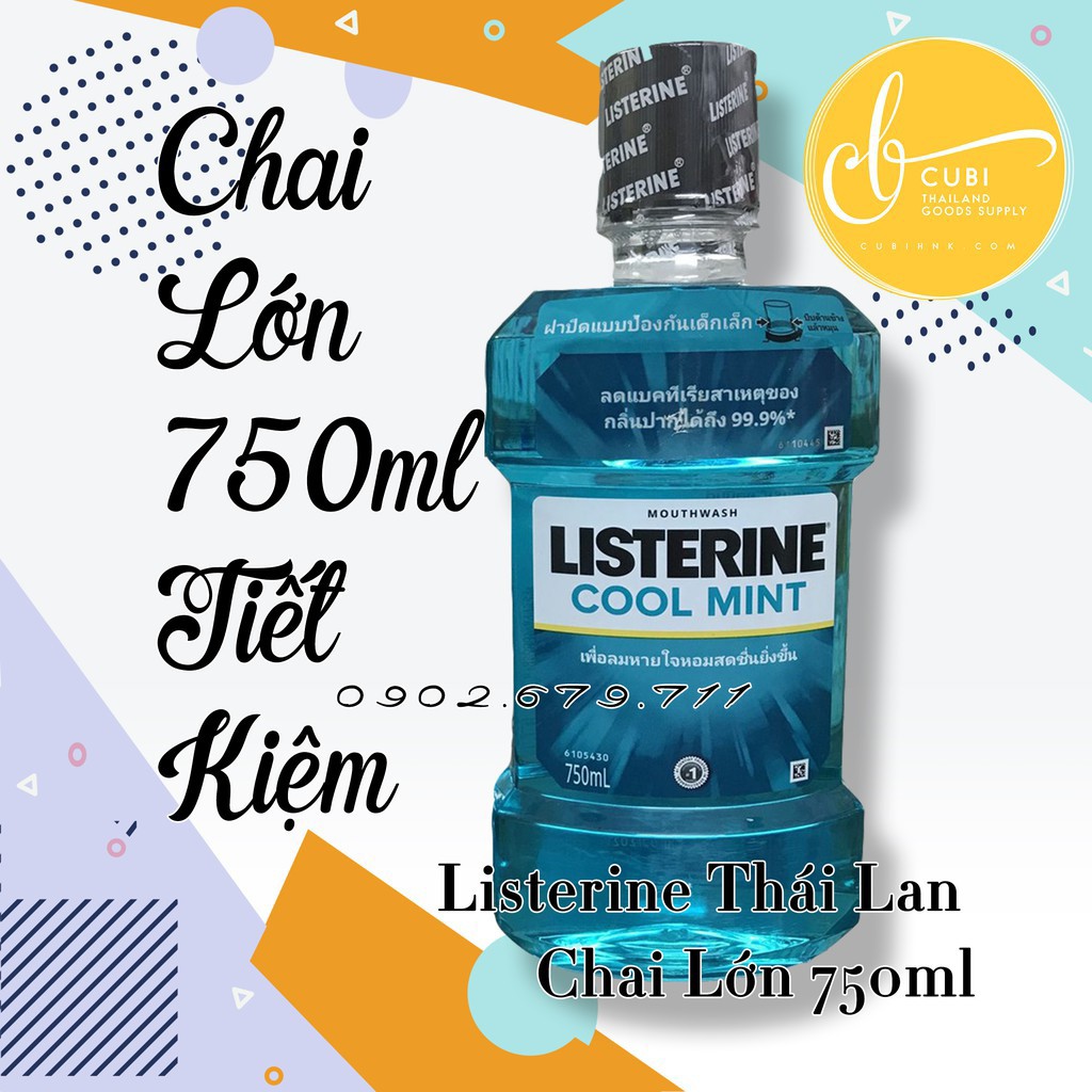 Cặp nước súc miệng Listerine 750ml + 250ml