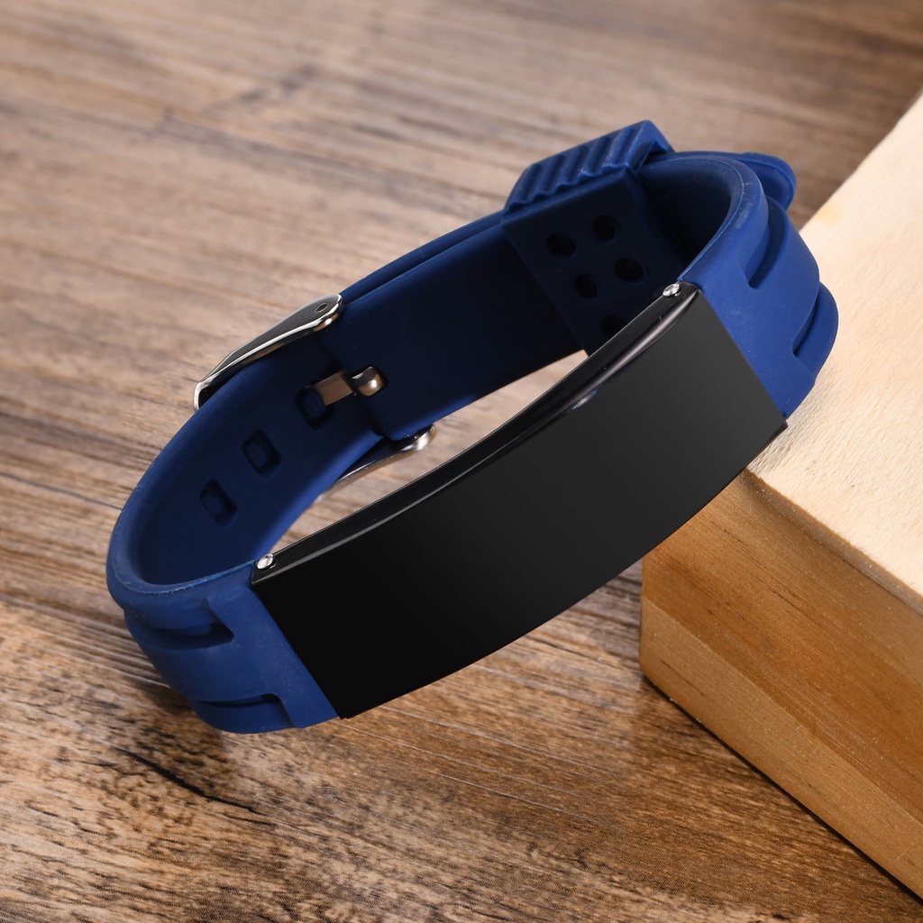 Vòng Tay Silicone Thép Không Gỉ Khắc Tên Nhãn Hiệu Vnox Cho Nam