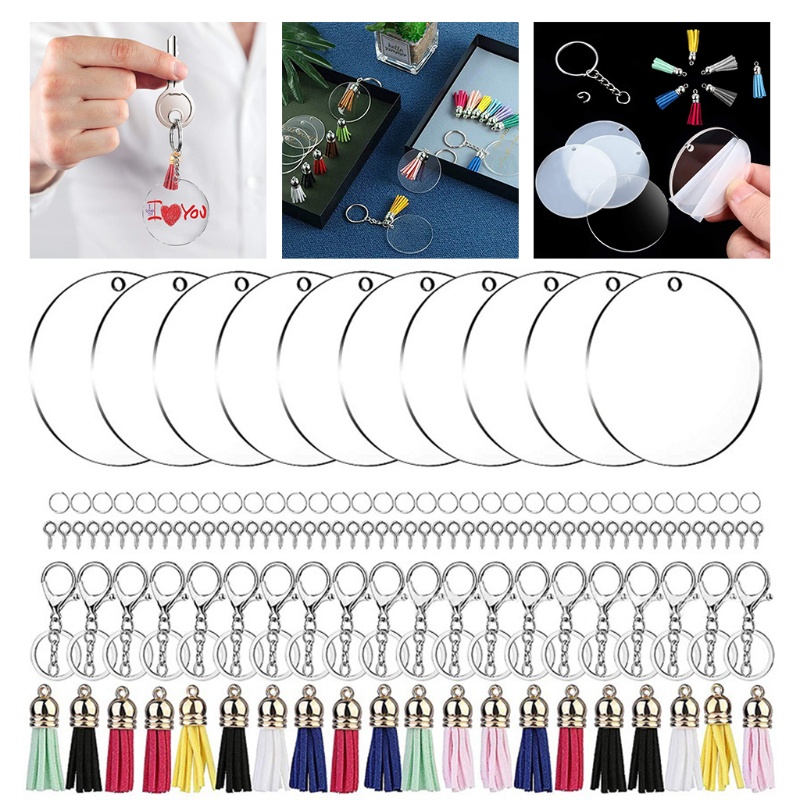 Mojito Móc Khóa Dạng Tua Rua Nhiều Màu Bằng Kim Loại Kèm 100 Vòng Nhỏ Kèm 100 Đinh Vít Tự Làm