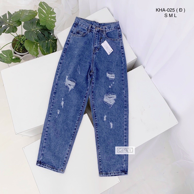 Quần Baggy Nữ Jean Hack Dáng KHA-025 | Quần Baggy Jean Cạp Cao | Vải Jean Wash Xịn | Hàng Đẹp